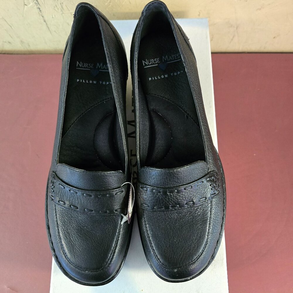 New Womens Nursemates Black Leather Loafers 7M 9M